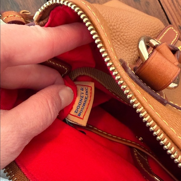 Dooney & Bourke Bristol Caramel Leather Satchel With Detachable Strap. - Picture 11 of 17